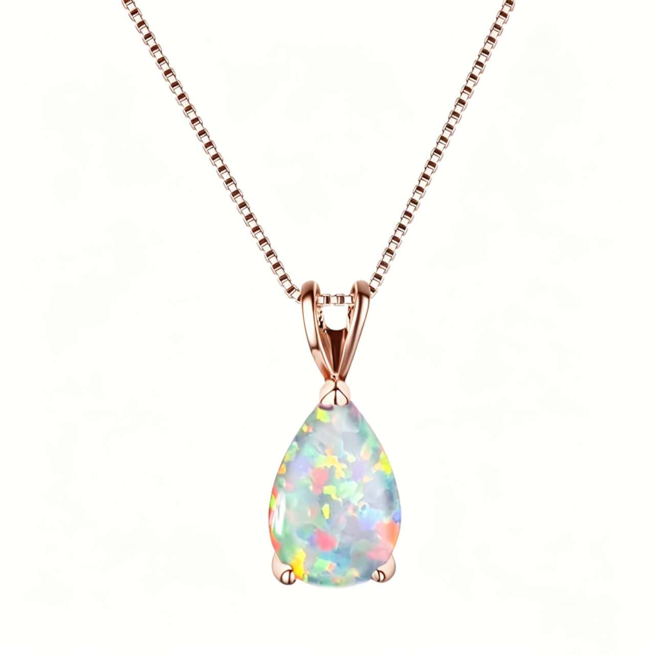 necklace with teardrop-shaped opal pendant