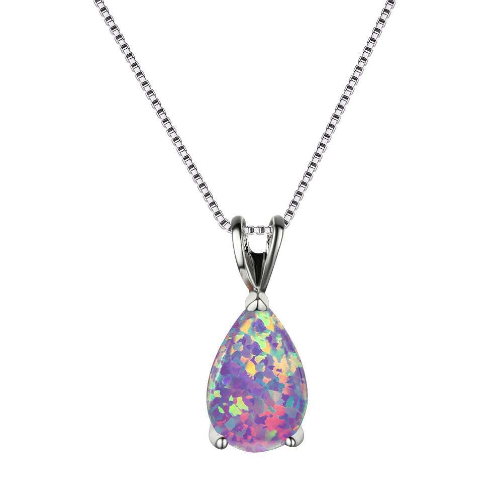 necklace with teardrop-shaped opal pendant