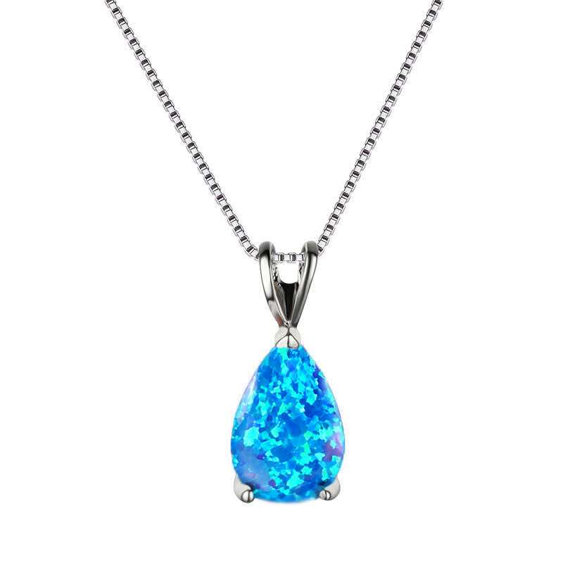 necklace with teardrop-shaped opal pendant