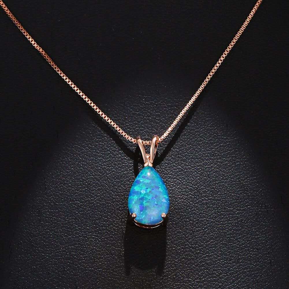 necklace with teardrop-shaped opal pendant