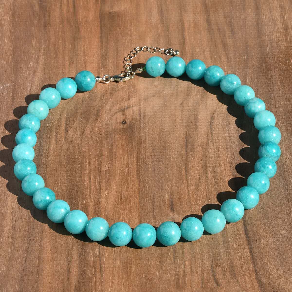 Natural Round Stone Bead Choker Necklace, 12mm Smooth Gemstone Beaded Necklace with Adjustable Extension Chain, Multiple Colours Available