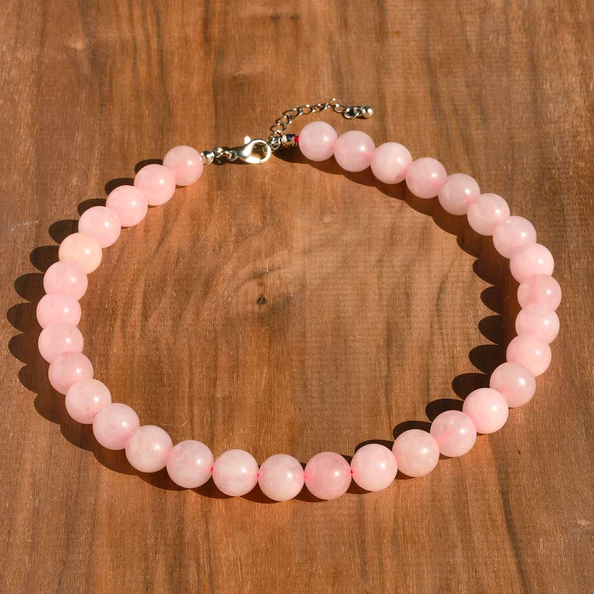 Natural Round Stone Bead Choker Necklace, 12mm Smooth Gemstone Beaded Necklace with Adjustable Extension Chain, Multiple Colours Available