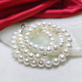 Natural Freshwater White Pearl Necklace, 7-8mm Round Pearls Beaded Necklace with Lobster Clasp, Classic Ladies Pearl Choker
