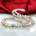 Natural Freshwater Multi Colour Pearl Necklace, 8-9mm Mixed Pastel Pearls, 45cm Beaded Necklace with Lobster Clasp for Women