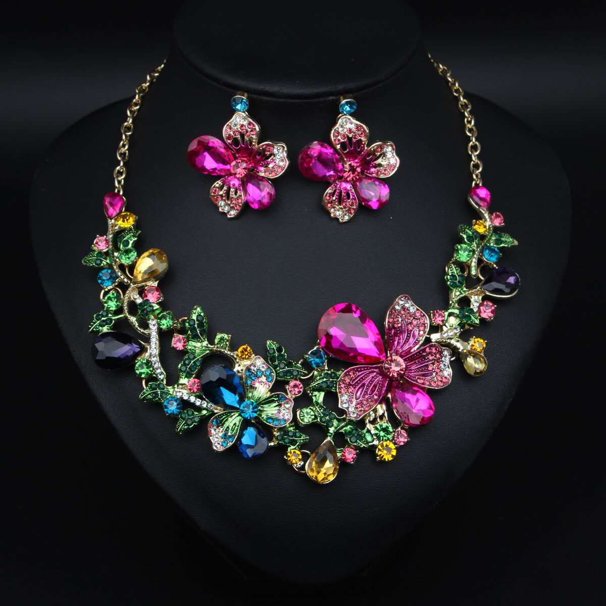 Fashion AAA Zircon Flower Pattern 2 PCS Set