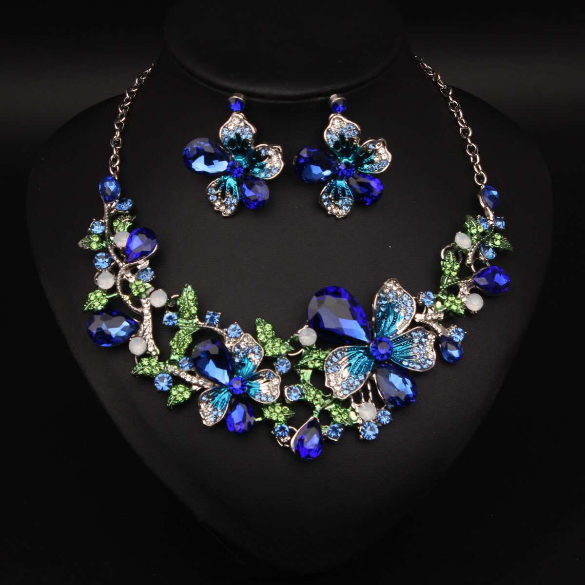 Fashion AAA Zircon Flower Pattern 2 PCS Set