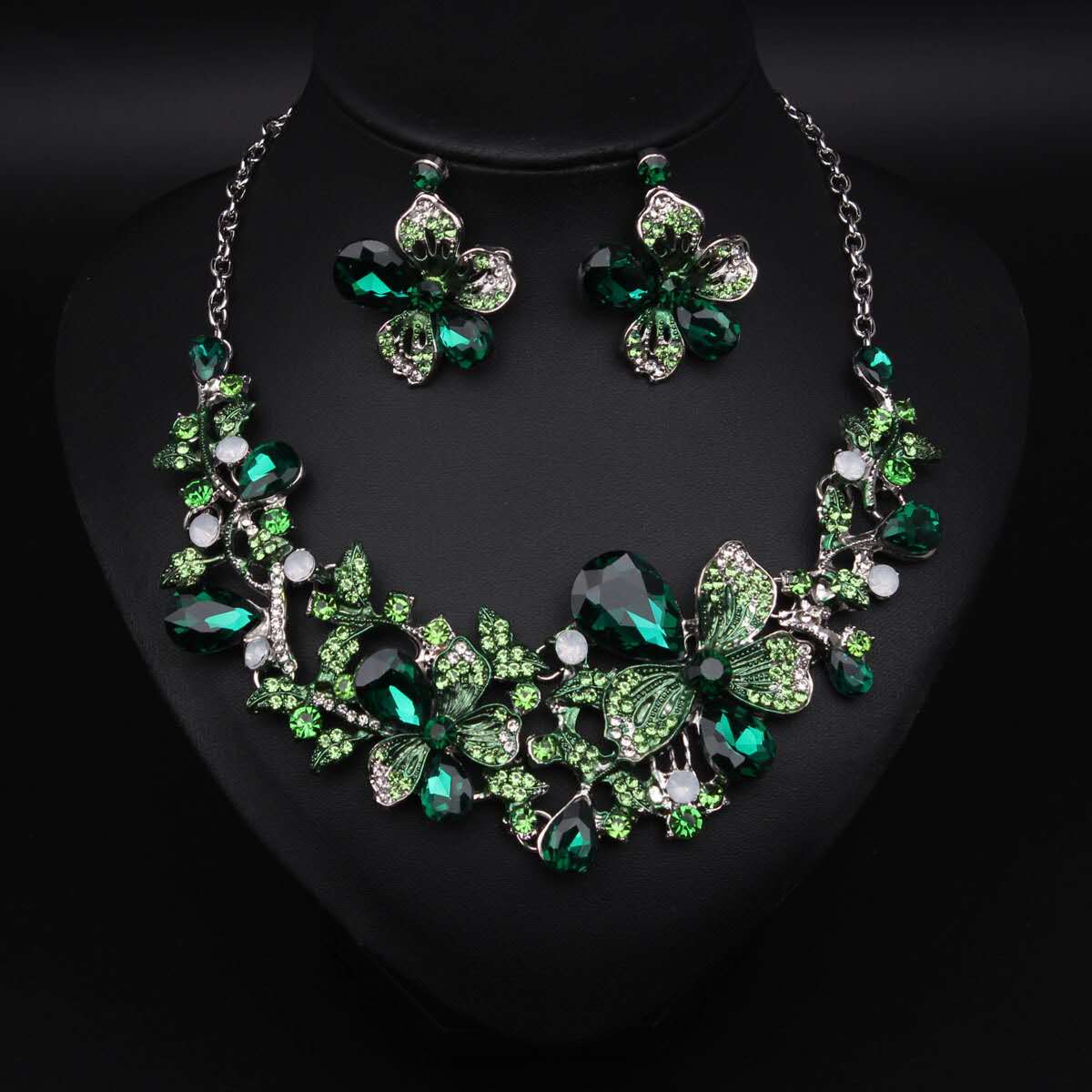 Fashion AAA Zircon Flower Pattern 2 PCS Set