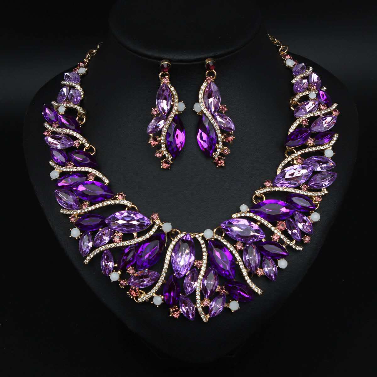 2 PCS Fashion Colorful Crystal and Zirconia Set