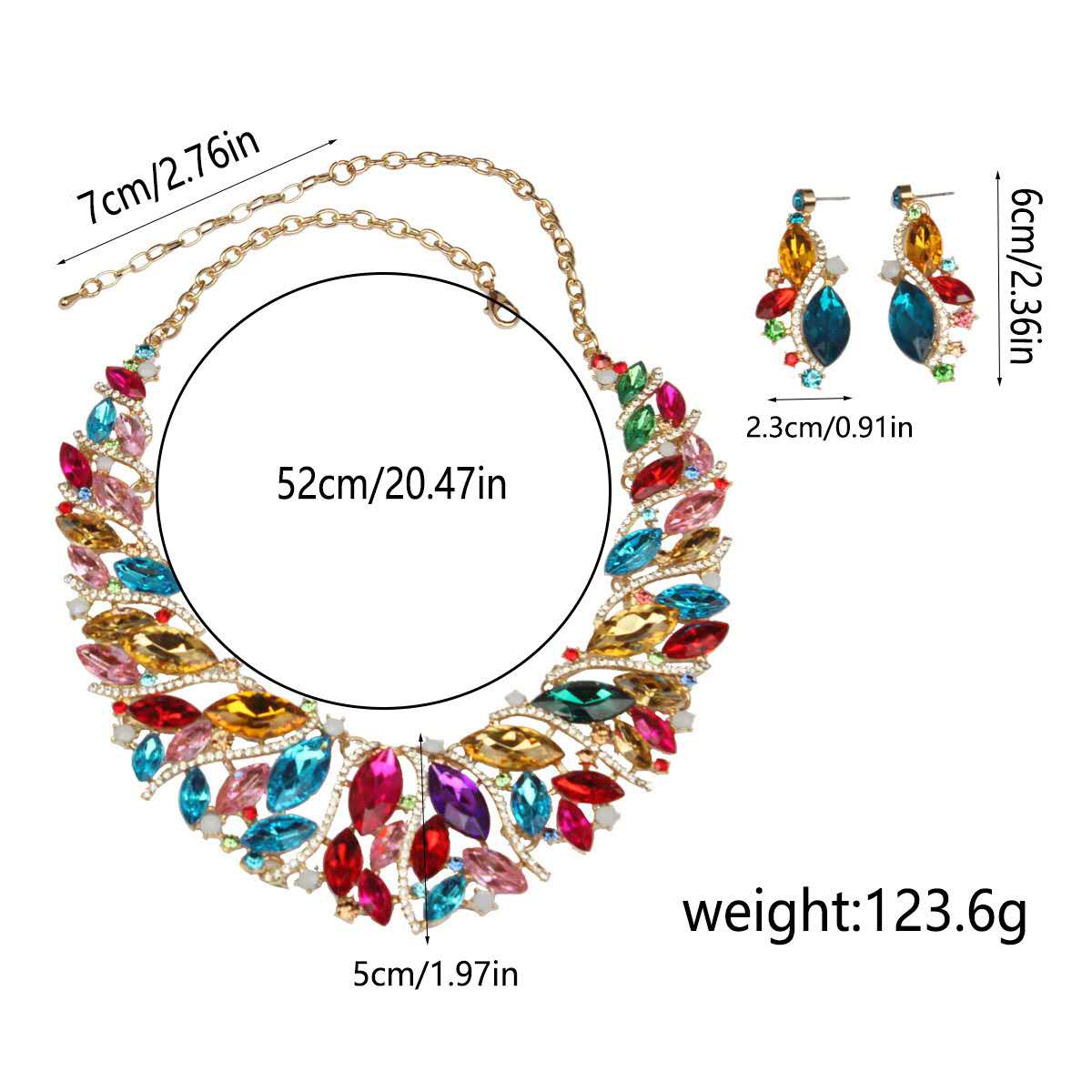 2 PCS Fashion Colorful Crystal and Zirconia Set