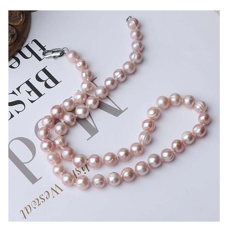 Natural Purple-Pink Freshwater Pearl Necklace, 8/9mm Beads