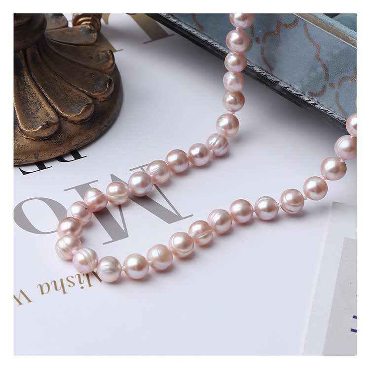 Natural Purple-Pink Freshwater Pearl Necklace, 8/9mm Beads