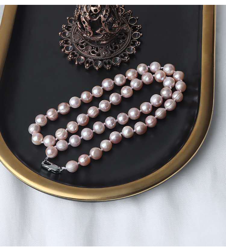 Natural Purple-Pink Freshwater Pearl Necklace, 8/9mm Beads