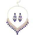 AAA Cubic Zirconia Crystal 2Pcs Jewellery Set, Statement Necklace & Drop Earrings Formal Wedding Evening Party Jewelry, 4 Colour Options For Women