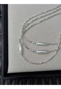 Necklace with crushed silver granules, 22MM natural pearl and S925 silver clasp