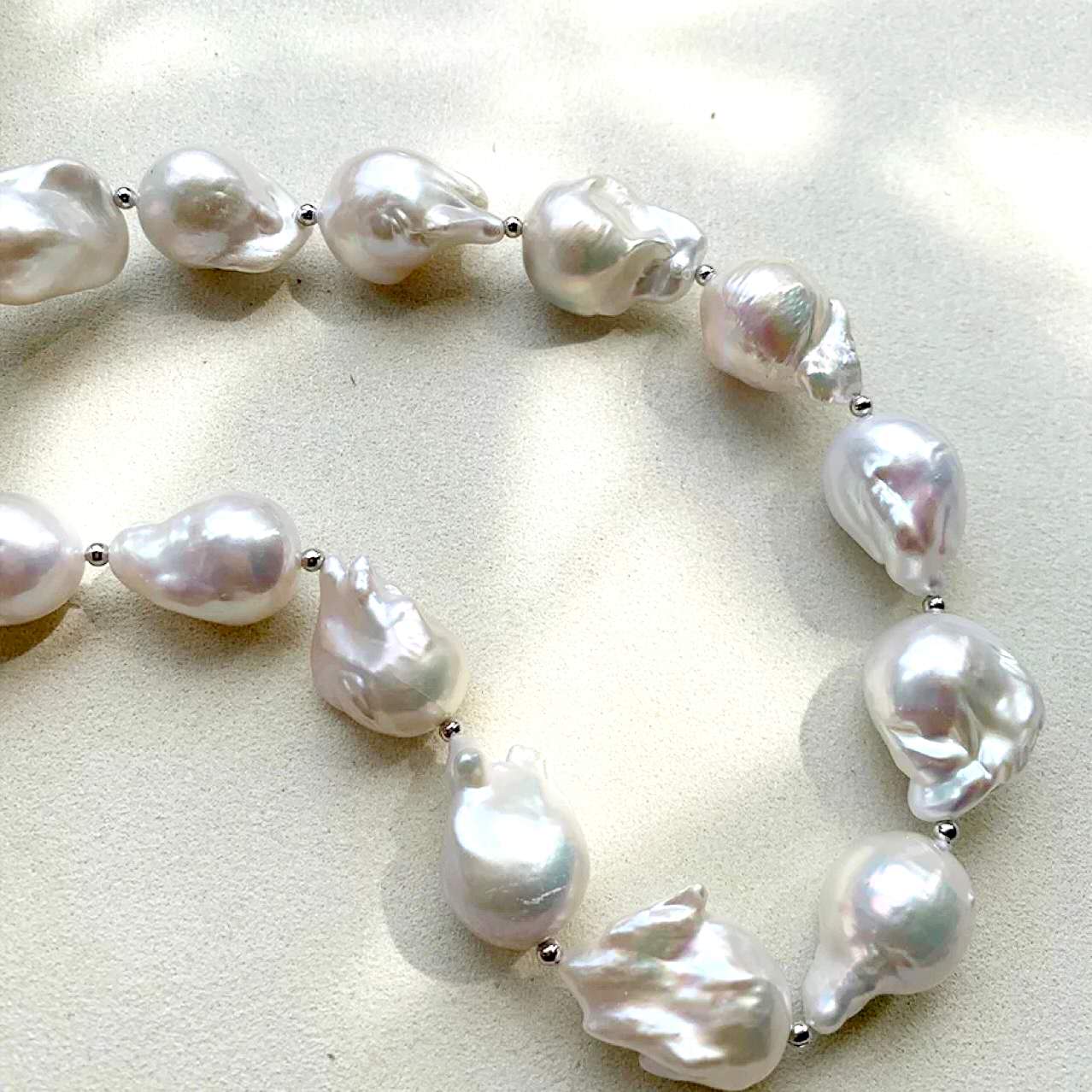 16-17mm Large Natural Baroque Pearl Necklace, High Luster Irregular Freshwater Baroque Pearl Choker, Handmade Beaded Luxury Vintage Pearl Necklace for Women Gift