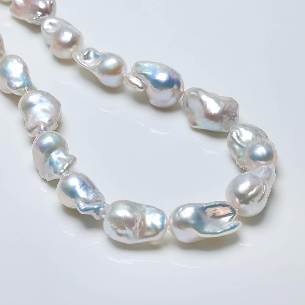 16-17mm Large Natural Baroque Pearl Necklace, High Luster Irregular Freshwater Baroque Pearl Choker, Handmade Beaded Luxury Vintage Pearl Necklace for Women Gift