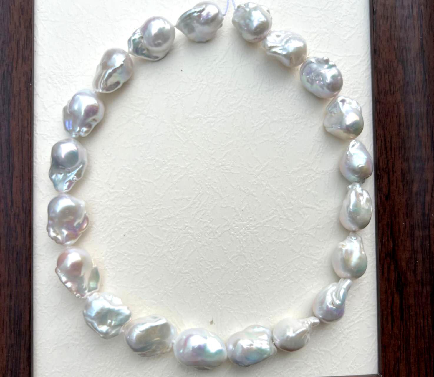 16-17mm Large Natural Baroque Pearl Necklace, High Luster Irregular Freshwater Baroque Pearl Choker, Handmade Beaded Luxury Vintage Pearl Necklace for Women Gift