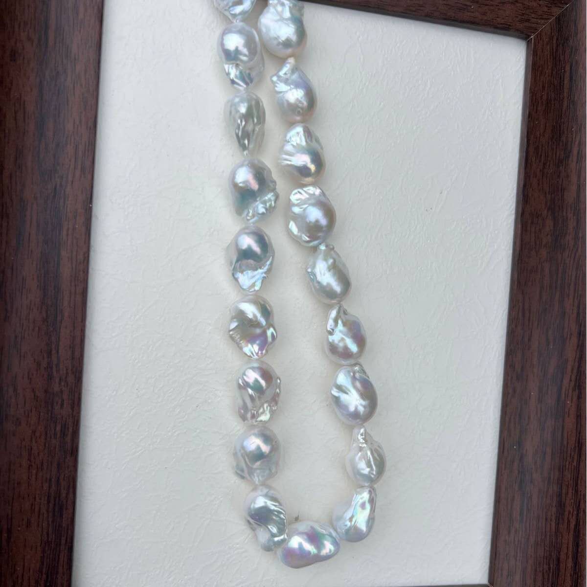 16-17mm Large Natural Baroque Pearl Necklace, High Luster Irregular Freshwater Baroque Pearl Choker, Handmade Beaded Luxury Vintage Pearl Necklace for Women Gift