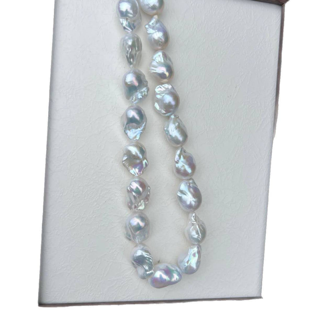16-17mm Large Natural Baroque Pearl Necklace, High Luster Irregular Freshwater Baroque Pearl Choker, Handmade Beaded Luxury Vintage Pearl Necklace for Women Gift
