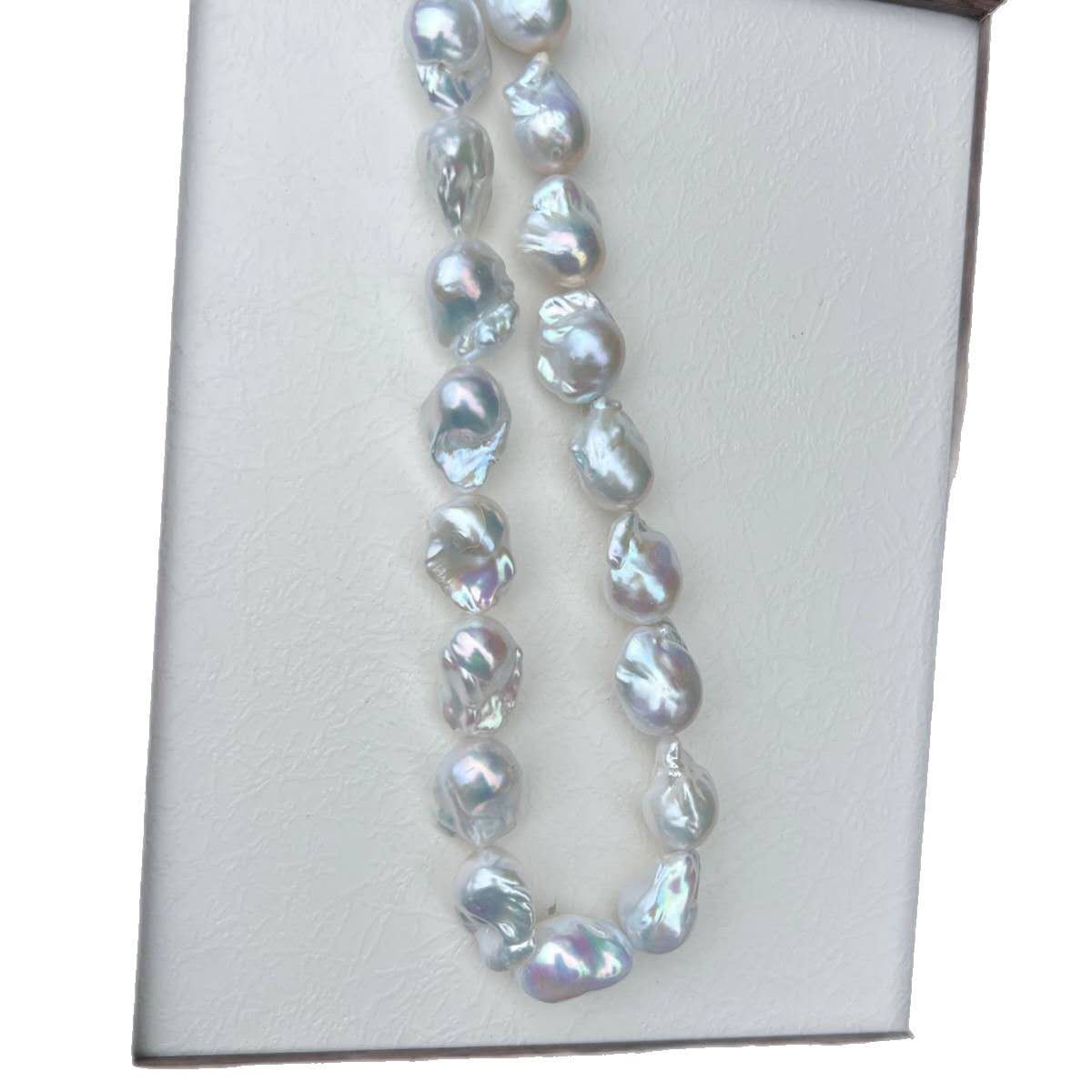 16-17mm Large Natural Baroque Pearl Necklace, High Luster Irregular Freshwater Baroque Pearl Choker, Handmade Beaded Luxury Vintage Pearl Necklace for Women Gift