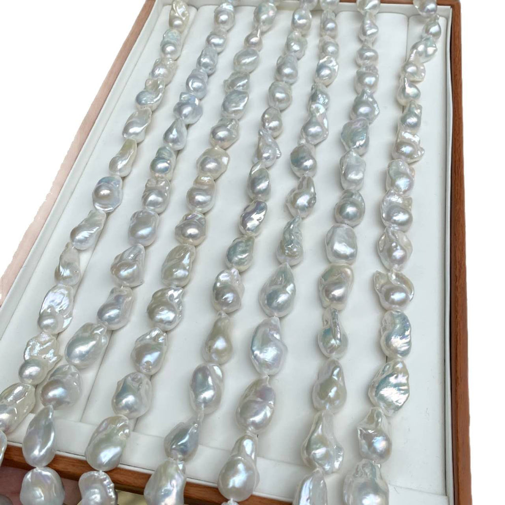 16-17mm Large Natural Baroque Pearl Necklace, High Luster Irregular Freshwater Baroque Pearl Choker, Handmade Beaded Luxury Vintage Pearl Necklace for Women Gift