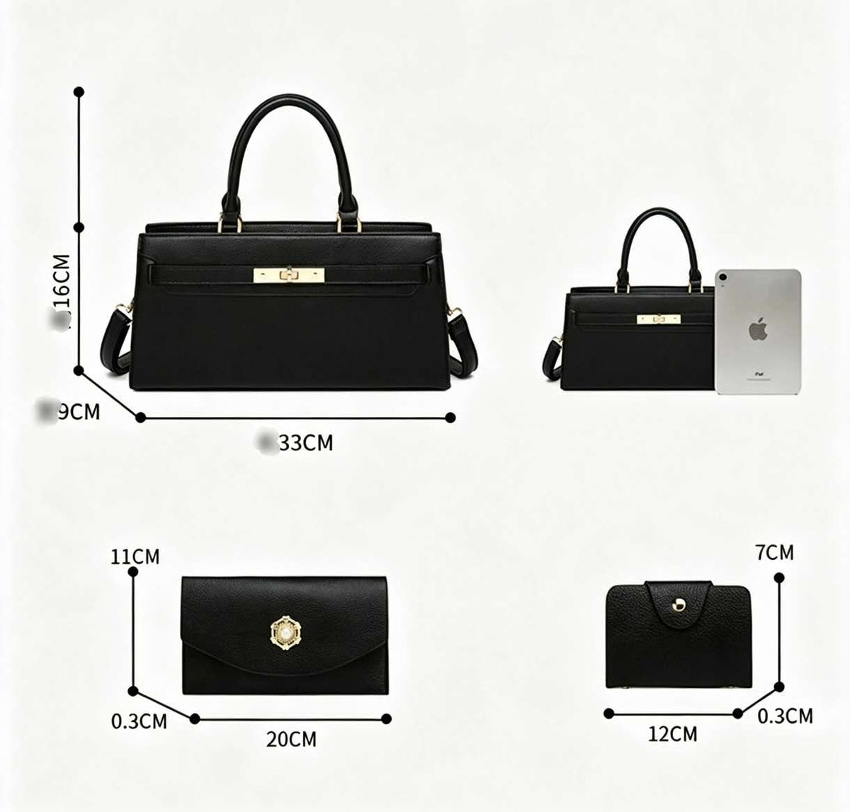 Women's Bag: Kelly-Inspired Tote with Multiple Pockets – Suitable for Commuting (Handheld, Shoulder, or Crossbody)