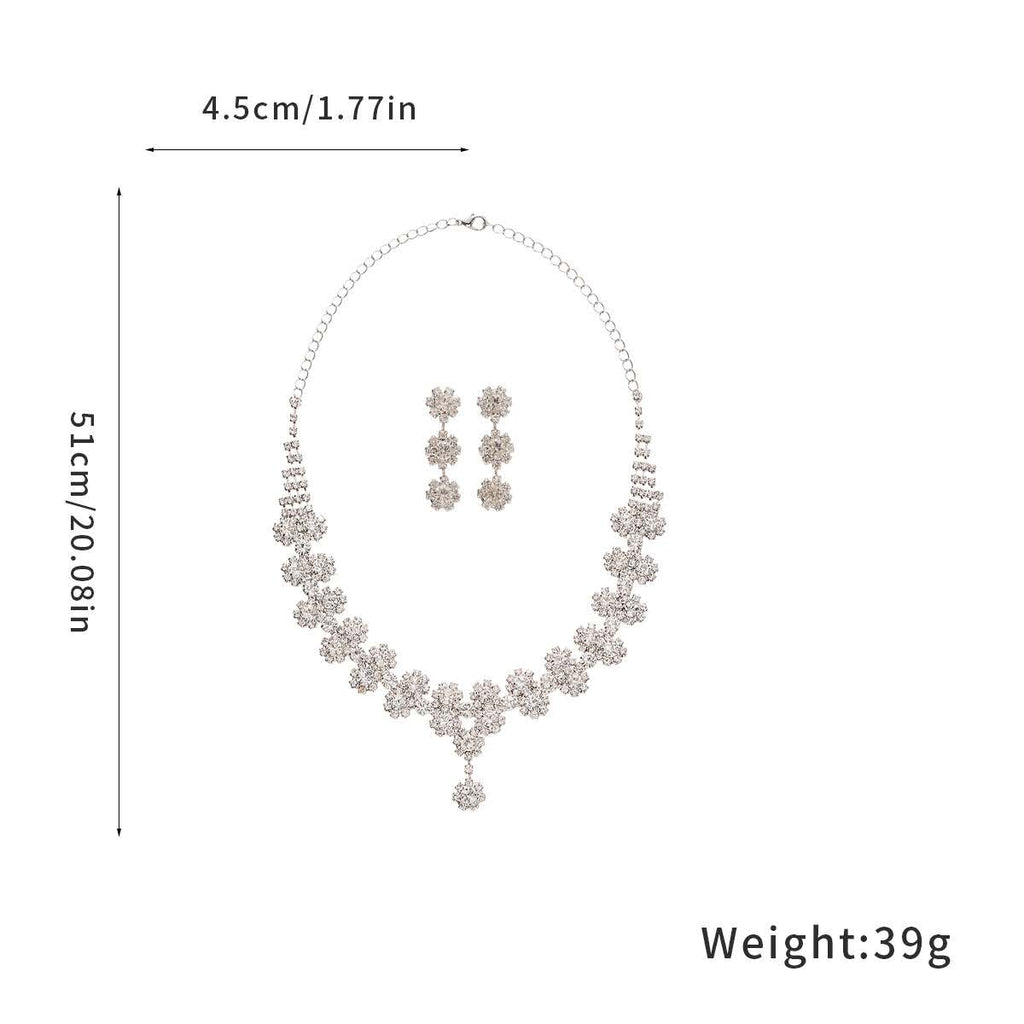 Parure de bijoux en strass étincelants, collier et boucles d'oreilles, bijoux de cérémonie pour mariage