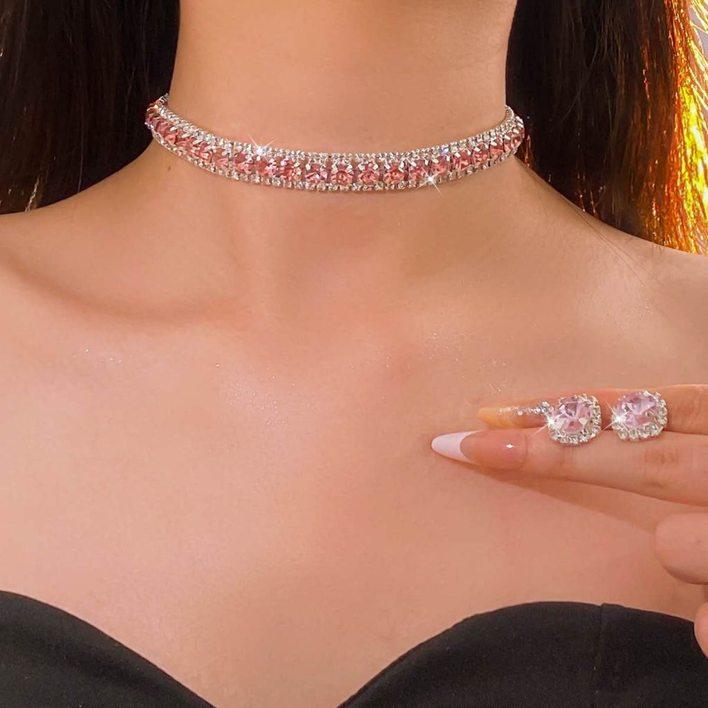 Parure collier et boucles d'oreilles en zircone AAA