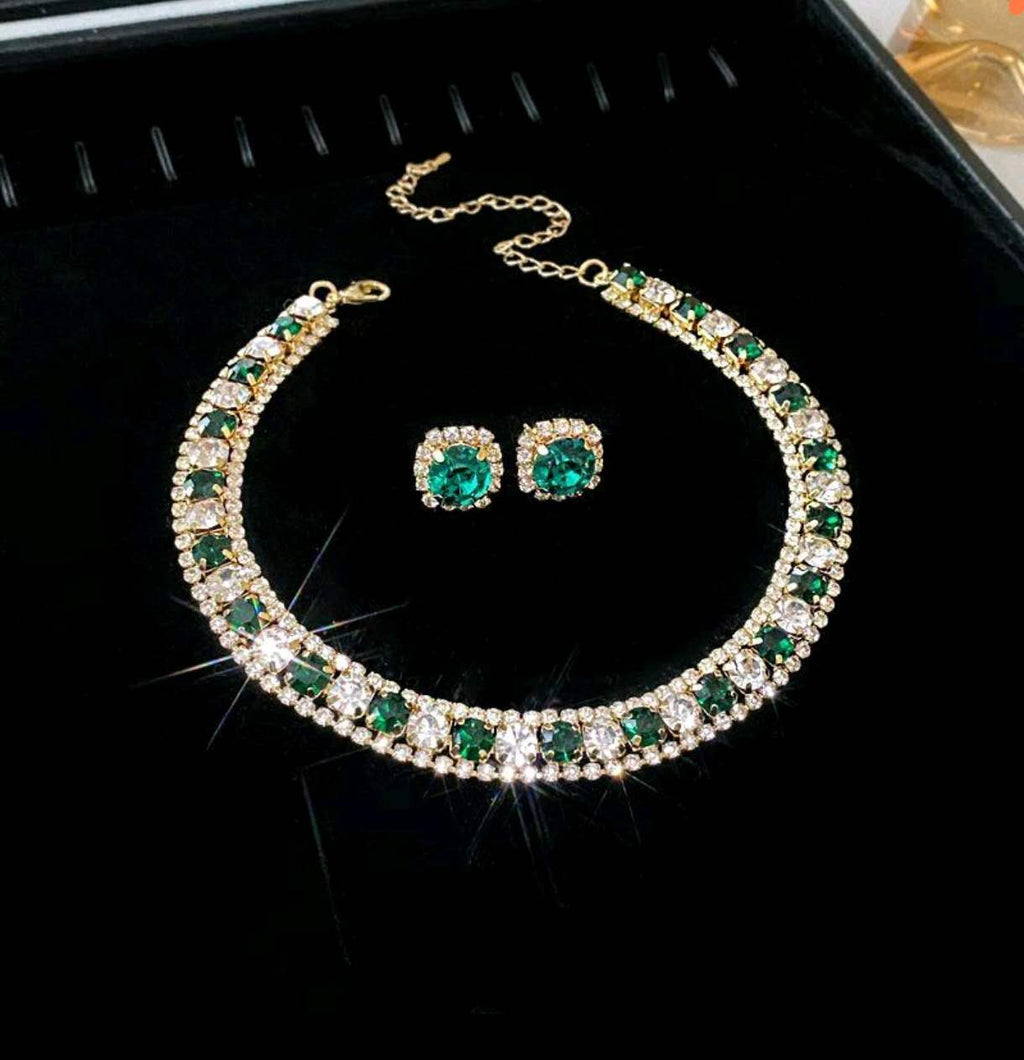 Parure collier et boucles d'oreilles en zircone AAA