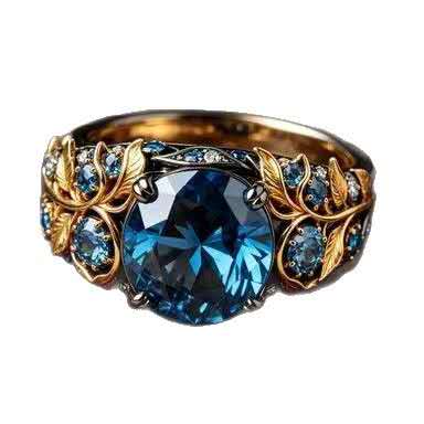Zirconia and blue rhinestone ring