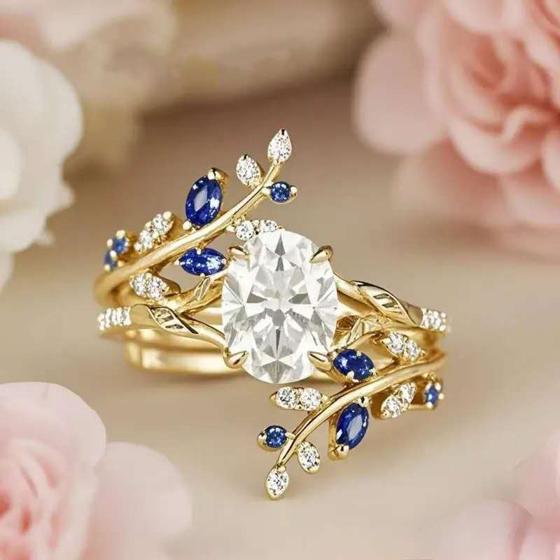 Floral cubic zirconia and rhinestone ring
