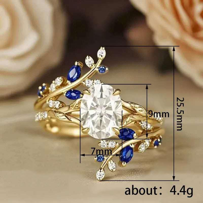 Floral cubic zirconia and rhinestone ring