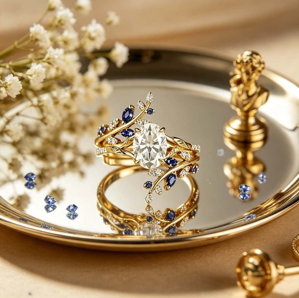 Floral cubic zirconia and rhinestone ring