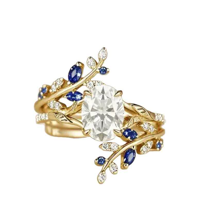 Floral cubic zirconia and rhinestone ring