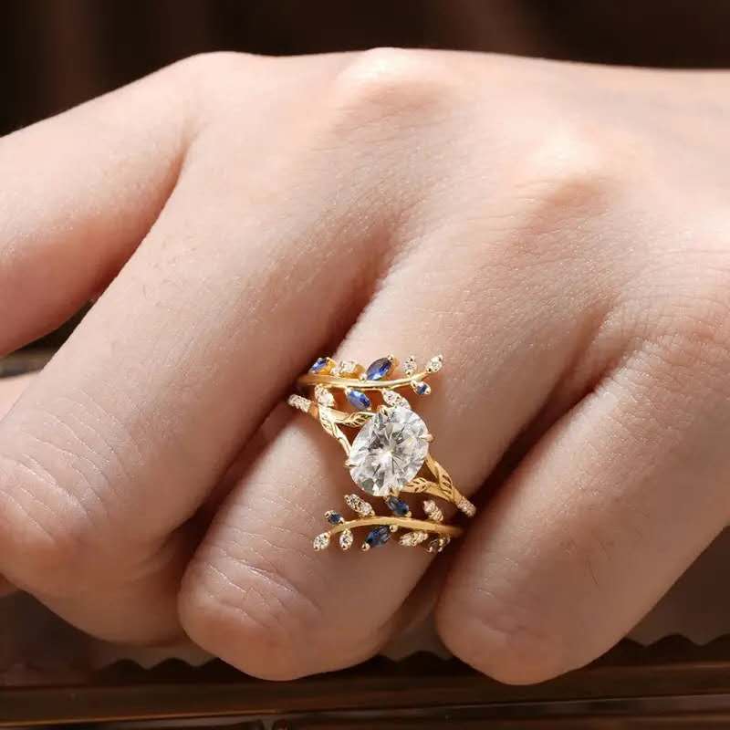 Floral cubic zirconia and rhinestone ring