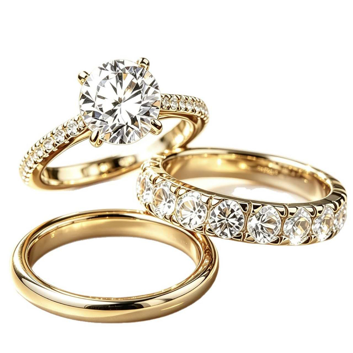 3-piece ring set with cubic zirconia and 10mm gemstones – 2 colors