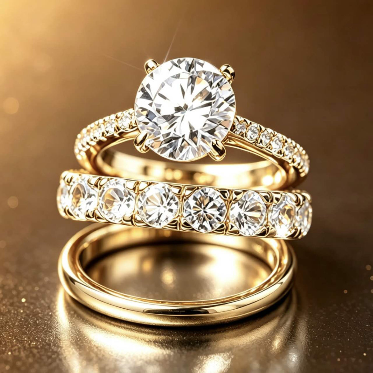 3-piece ring set with cubic zirconia and 10mm gemstones – 2 colors