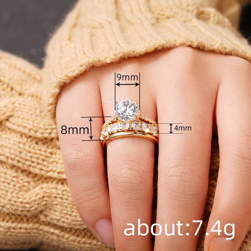 3-piece ring set with cubic zirconia and 10mm gemstones – 2 colors