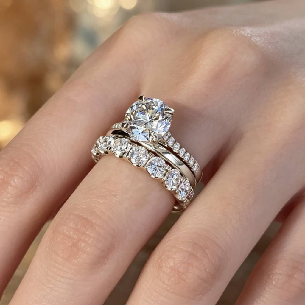 3-piece ring set with cubic zirconia and 10mm gemstones – 2 colors