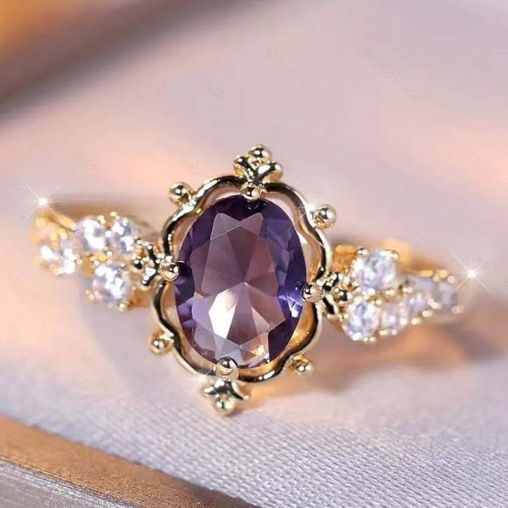 Ring with cubic zirconia and rhinestones – 5 colors