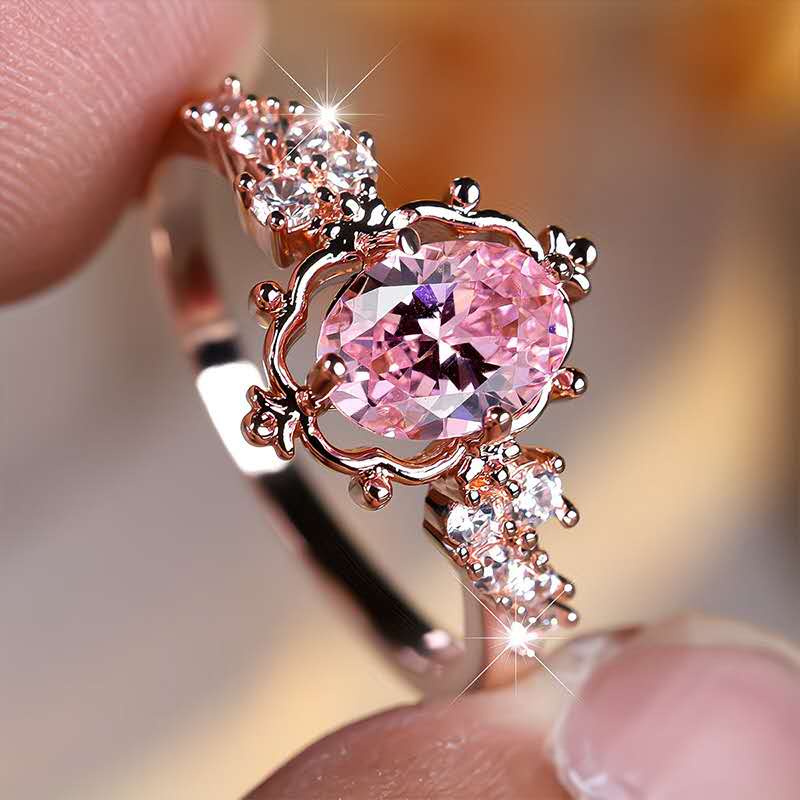 Ring with cubic zirconia and rhinestones – 5 colors
