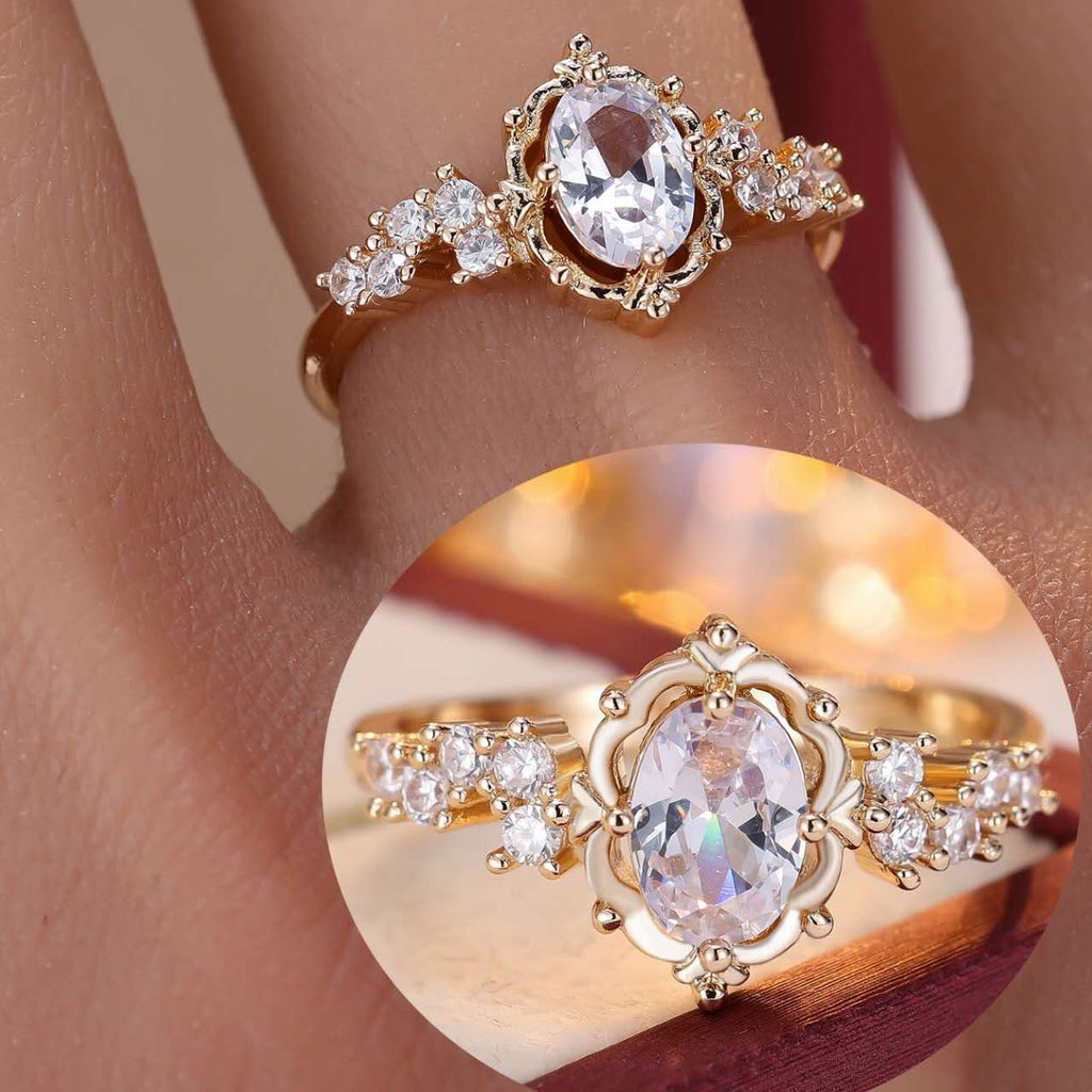 Ring with cubic zirconia and rhinestones – 5 colors