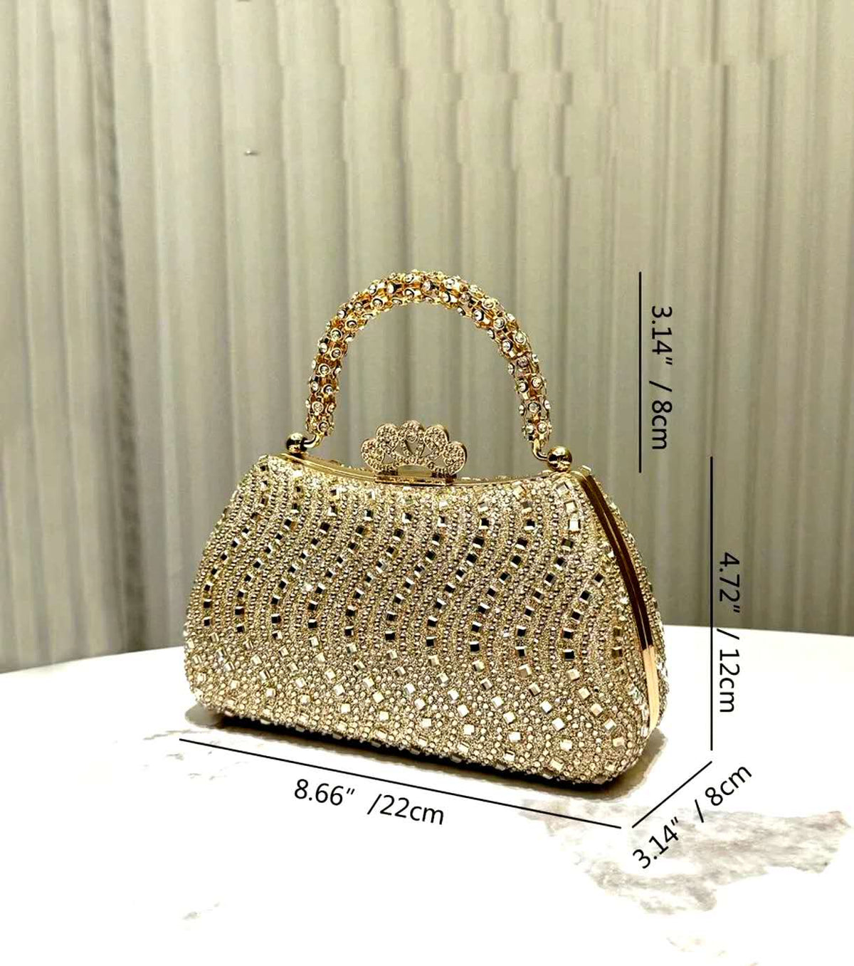 Luxury Rhinestone Evening Handbag Women Crystal Beaded Clutch Bag Wedding Party Prom Formal Shoulder Purse