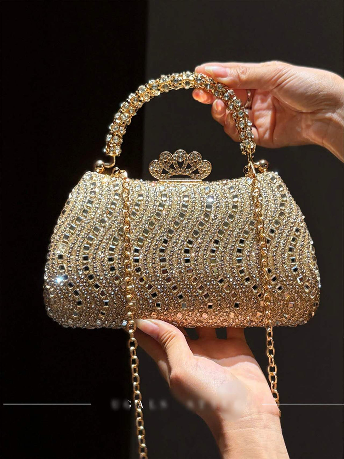 Luxury Rhinestone Evening Handbag Women Crystal Beaded Clutch Bag Wedding Party Prom Formal Shoulder Purse