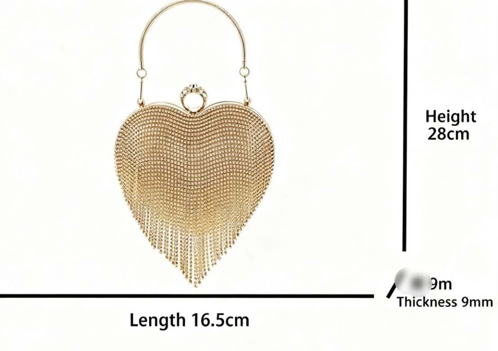 Rigid heart-shaped handbag with rhinestones – 2 colors