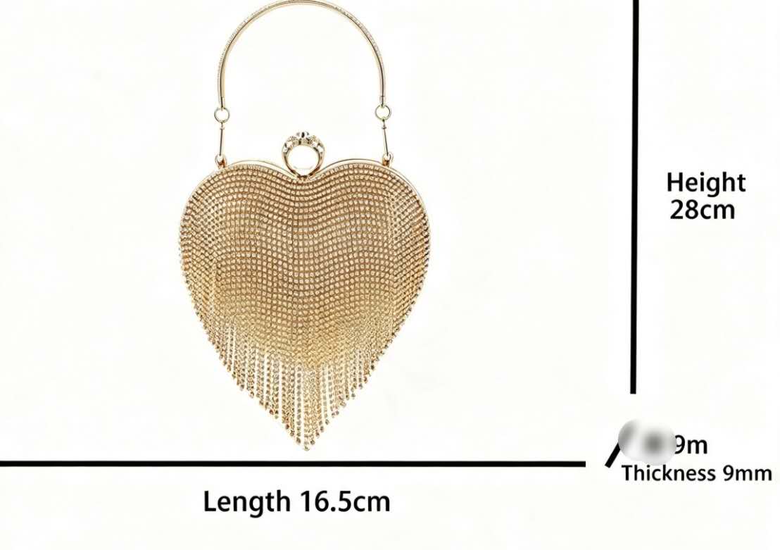 Rigid heart-shaped handbag with rhinestones – 2 colors