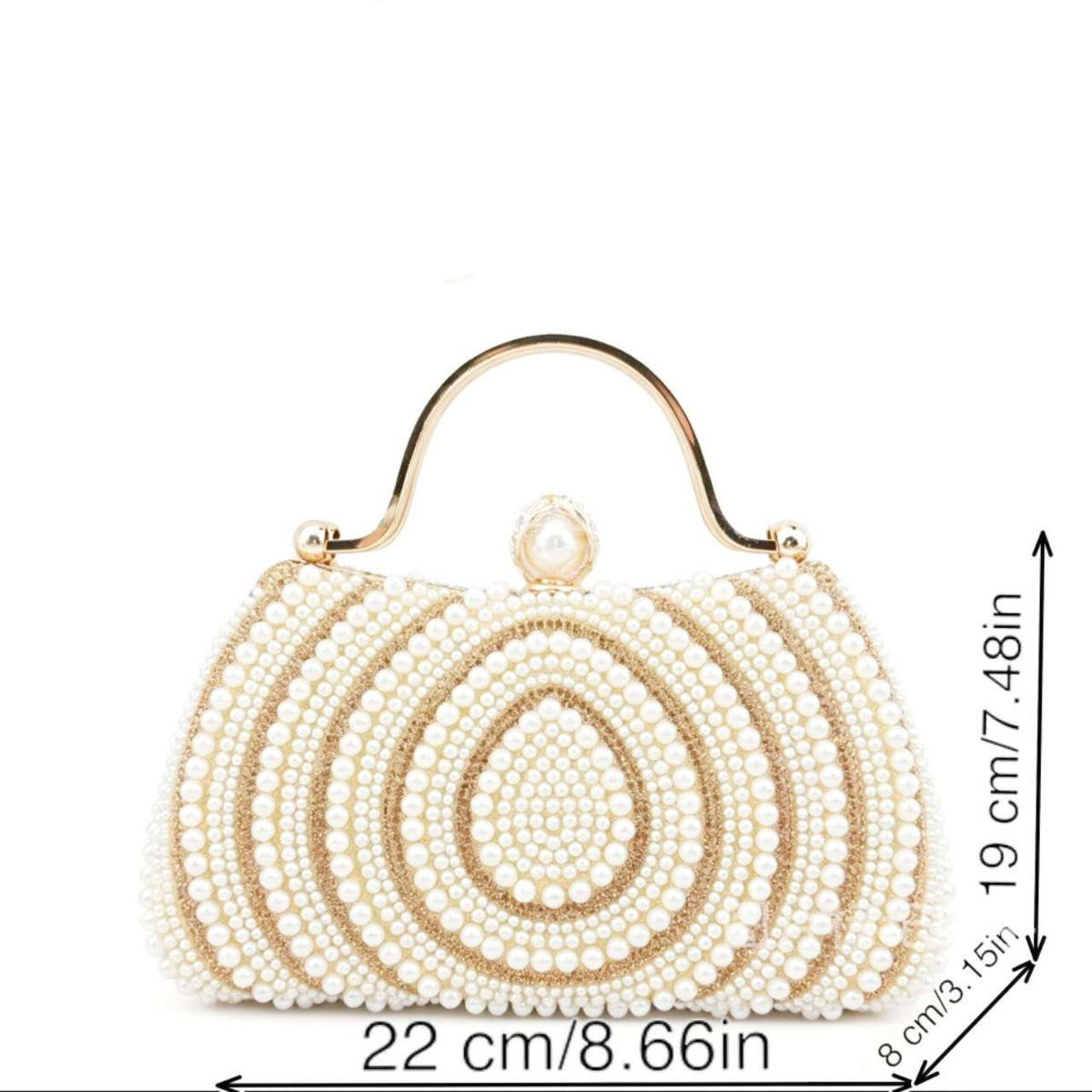 Elegant hard-shell clutch with pearls and cubic zirconia