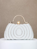 Elegant hard-shell clutch with pearls and cubic zirconia