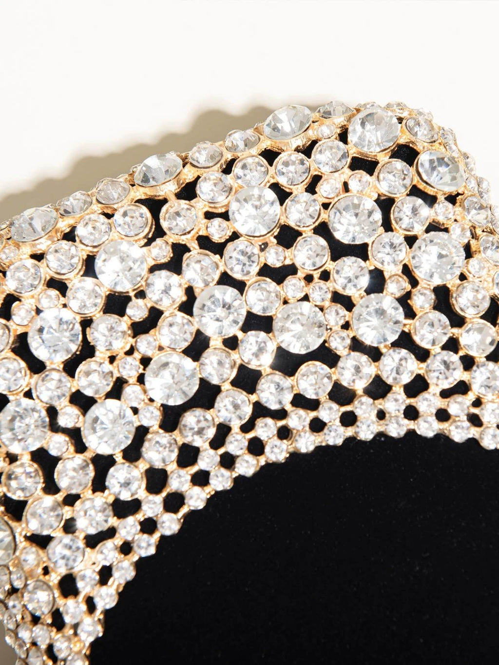 Trendy rigid velvet clutch with rhinestones