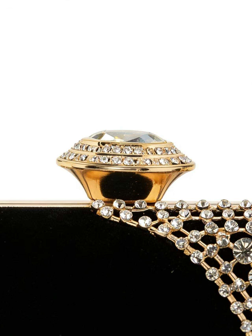 Trendy rigid velvet clutch with rhinestones